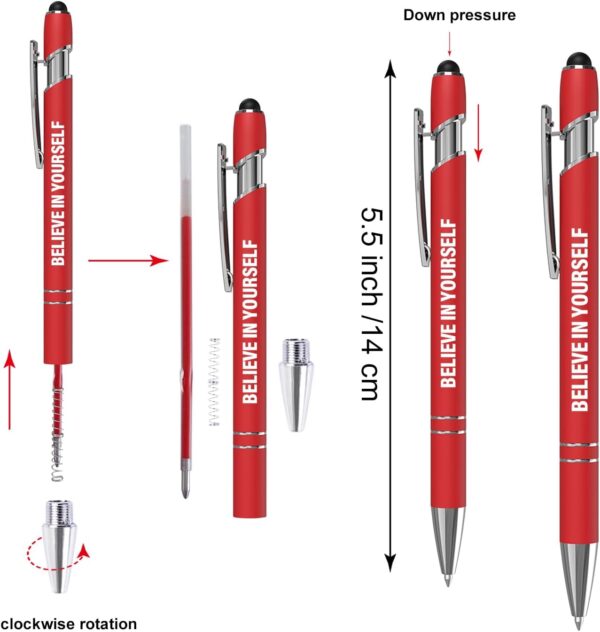 Funny Pens, 12 Pcs Pens Fine Point Smooth Writing Pens, Inspirational Ballpoint Pens with Screens Touch Stylus Tips, Red Ink 1.0 Mm Pens Gift Office Desk Accessories, Motivational Stylus Pens - Image 2