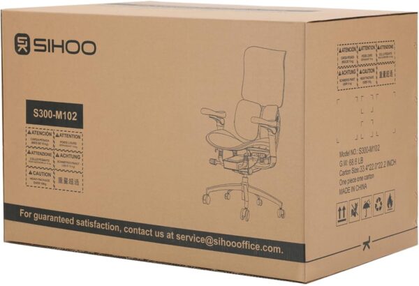 SIHOO Doro S300 Ergonomic Office Chair, Computer Chair, Gaming Chair with Dual Dynamic Lumbar Support, 6D Coordinated Armrests, Adjustable Rolling Chair (White Italian Velvet Mesh) - Image 9