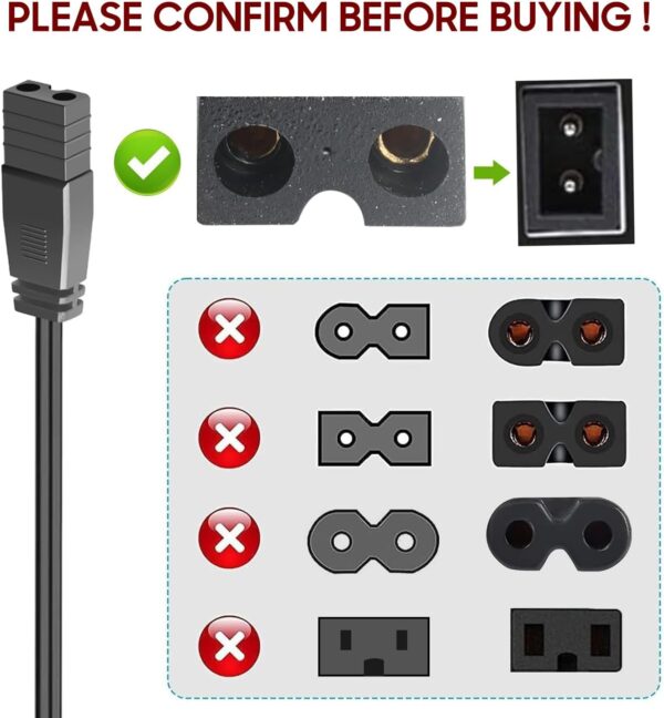 DC 12V/24V 2 Pin Lead Car Cooler Box Mini Fridge Charger Charging Cable for Igloo Wagan Juggernog Mobicool Cooler Auto Cigarette Lighter DC Extension Cord Power Cable Plug Wire Car Travel - Image 2