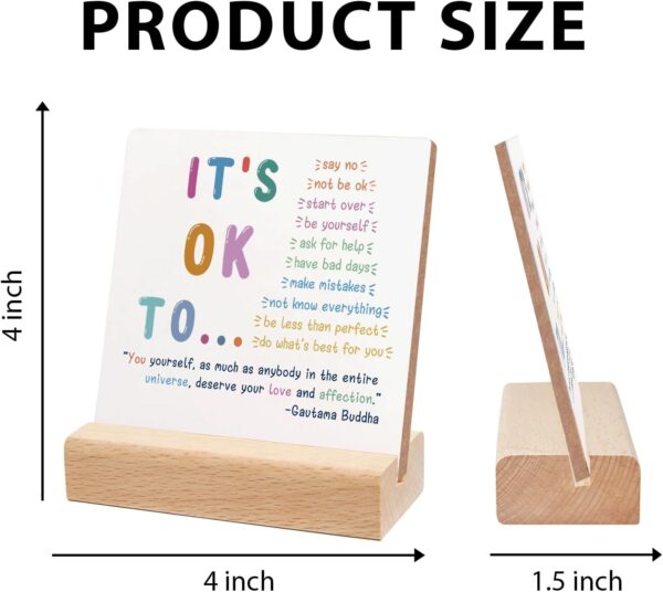 Xendelow Motivational Sign, Wooden, 4x4x0.23 inches, Mental Health Reminders, Gift for Psychologist, School Counselor, Student, Boy, Girl, Best Friend - Image 2