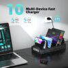 320W Charging Station for Multiple Devices, Zobirez 10-Port USB C Fast Charger Stations for MacBook, iPhone, Android Cell Phone, iPad, Tablet, Family Multi-Device Organizer Charging Dock, Black - Image 6