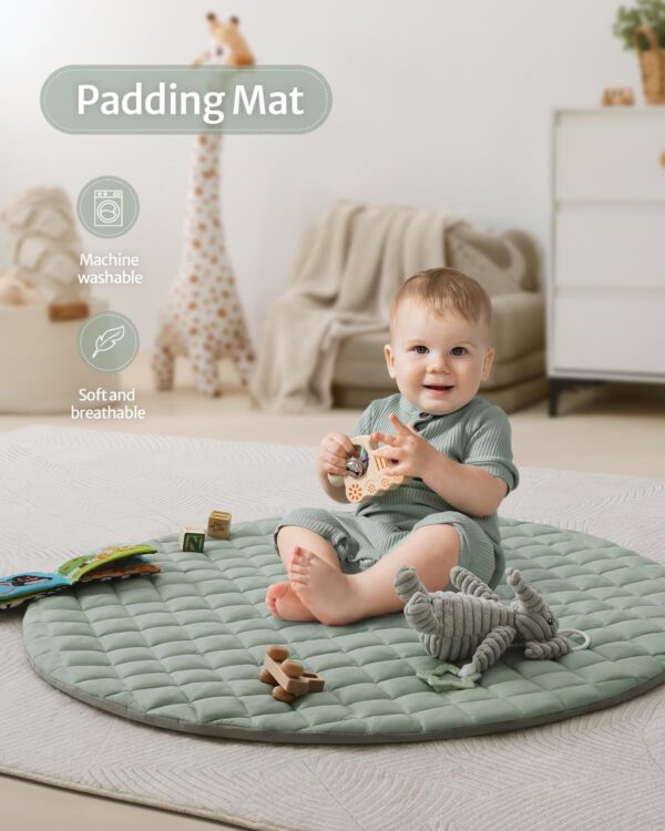 Blissful Diary Baby Play Gym Mat, Tummy Time Mat with 6 Detachable Toys for Stage-Based Sensory & Motor Skill Development, Baby Activity Mat Easy to Install & Clean, Baby Essentials Gift, Sage Green - Image 5