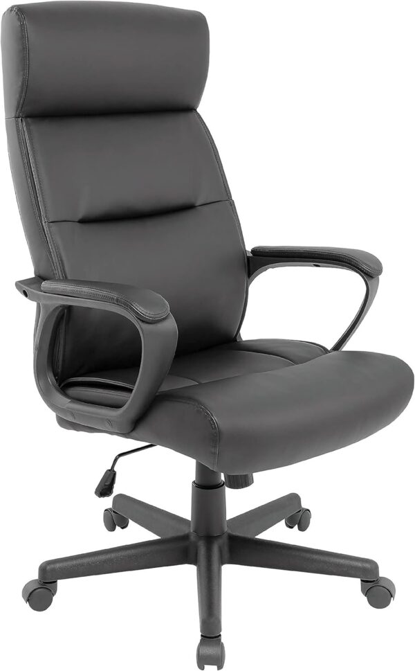 STAPLES Rutherford Ergonomic Manager & Executive Office Chair, High Back Swivel, Adjustable Height, Luxura Faux Leather, Black