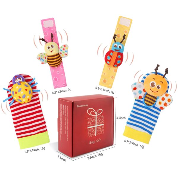 Bloobloomax Baby Rattles Toys for 0-12 Month, Infant Girl Boy Toys for Babies 3-6 Months, Newborn Hand & Foot Toys for 0 to 9 Months, Baby Shower Gifts Set with Wrist Rattle Socks - Image 8