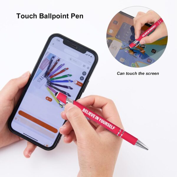 Funny Pens, 12 Pcs Pens Fine Point Smooth Writing Pens, Inspirational Ballpoint Pens with Screens Touch Stylus Tips, Red Ink 1.0 Mm Pens Gift Office Desk Accessories, Motivational Stylus Pens - Image 4