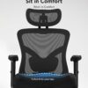 HUANUO Ergonomic Office Chair, High Back Mesh Chair for Big and Tall People with Lumbar Support, Adjustable Headrest and Armrest, Thick Cushion & Tilt Function Recliner for Home Office Black - Image 5