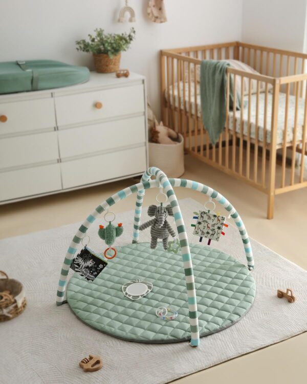 Blissful Diary Baby Play Gym Mat, Tummy Time Mat with 6 Detachable Toys for Stage-Based Sensory & Motor Skill Development, Baby Activity Mat Easy to Install & Clean, Baby Essentials Gift, Sage Green - Image 6