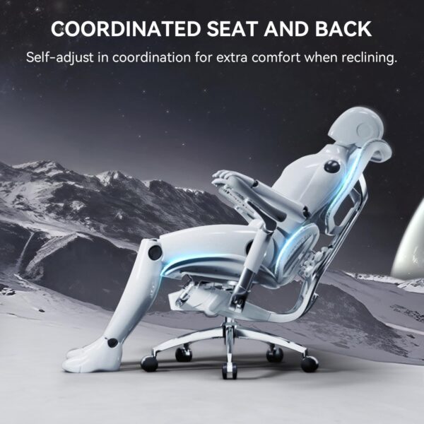 SIHOO Doro S300 Ergonomic Office Chair, Computer Chair, Gaming Chair with Dual Dynamic Lumbar Support, 6D Coordinated Armrests, Adjustable Rolling Chair (White Italian Velvet Mesh) - Image 6