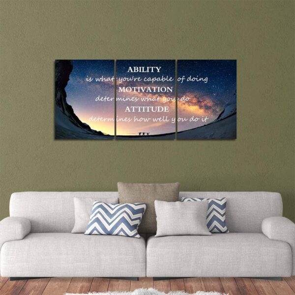 Motivational Quotes Canvas Wall Art Inspirational Ability Motivation Attitude Saying Words Posters Prints Entrepreneur Quote Home Office Bedroom Decor 3 Panels Ready to Hang - 36" W x 16" H - Image 2