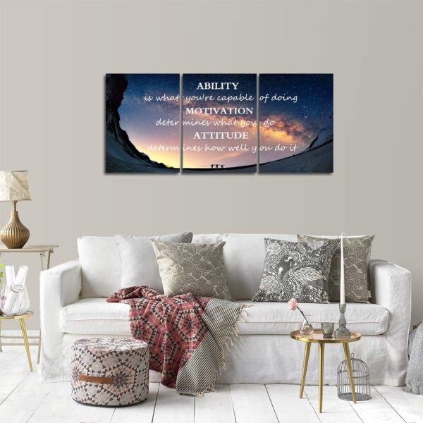 Motivational Quotes Canvas Wall Art Inspirational Ability Motivation Attitude Saying Words Posters Prints Entrepreneur Quote Home Office Bedroom Decor 3 Panels Ready to Hang - 36" W x 16" H - Image 4