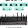 320W Charging Station for Multiple Devices, Zobirez 10-Port USB C Fast Charger Stations for MacBook, iPhone, Android Cell Phone, iPad, Tablet, Family Multi-Device Organizer Charging Dock, Black - Image 7