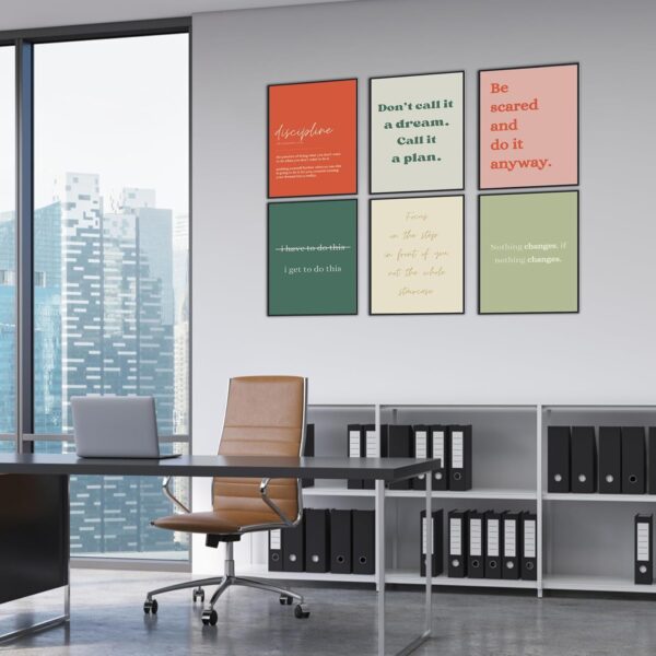 KBIERQN 6 PCS Office Motivational Wall Art Inspirational Positive Quotes Wall Decor Posters Workplace Gym Canvas Prints 8x10 Inch unFramed - Image 6