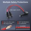 SinLoon 12V Car Cigarette Lighter Splitter Adapter with 2 Independent Switches 16AWG Cigarette Lighter 1 Male to 2 Female Sockets Y Splitter Power Cable with 15A Fuse 0.3M/1FT - Image 6