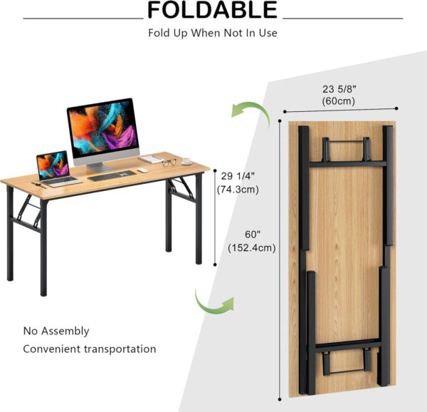 Need Home Office Desk - Large Computer Desk Sturdy Table Foldable Desk Gaming Computer Table No Assembly Required AC5BB 60 inch - Image 3