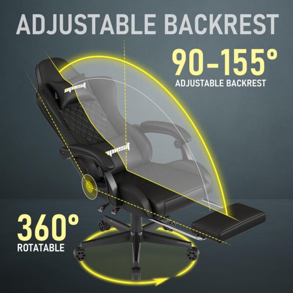 Ergonomic Gaming Chair - Heavy Duty 400lb Capacity Computer Chairs Office Chair for Adults,High-Back Design & Pocket Spring Cushion for Long Hours Sitting - Home & Computer Desk Chair Black - Image 4