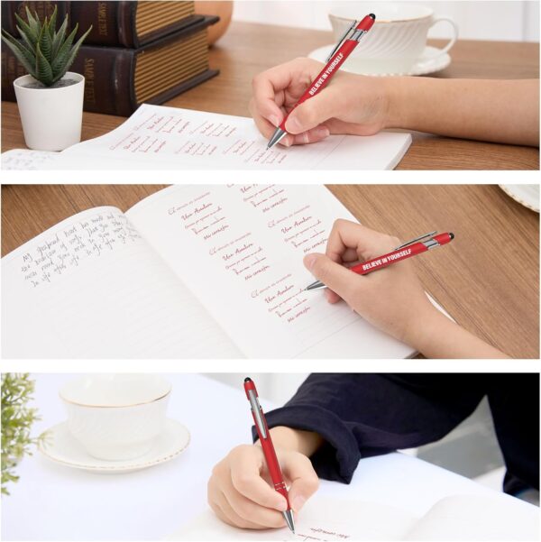 Funny Pens, 12 Pcs Pens Fine Point Smooth Writing Pens, Inspirational Ballpoint Pens with Screens Touch Stylus Tips, Red Ink 1.0 Mm Pens Gift Office Desk Accessories, Motivational Stylus Pens - Image 5