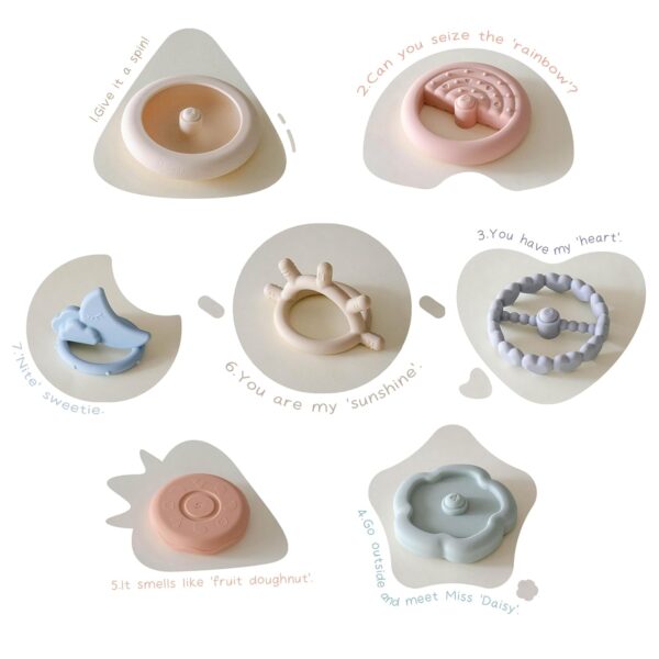 Moonkie Stacks of Circles Soft Teething Toy | Educational Learning Baby Toy | Stacking Ring Toys for Babies Boy and Girl | 7 Piece Teethers Set - Image 7