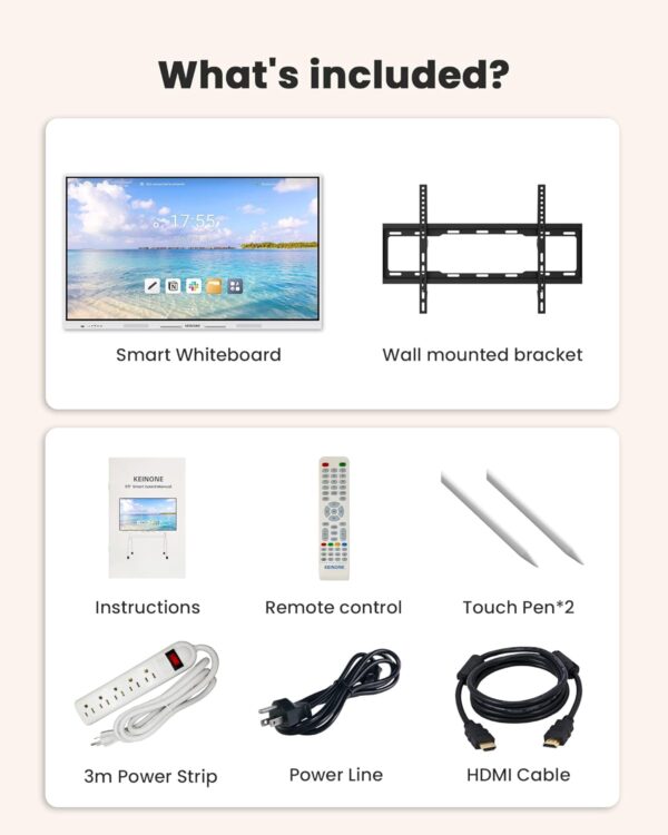 Smart Board for Classroom, 65" 8+128 GB Interactive Smartboard Built-in Android OS & Open App Ecosystem - 4K Touchscreen Electronic Digital Whiteboard for Home Office School Studio - Image 5