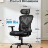HUANUO Ergonomic Office Chair, High Back Mesh Chair for Big and Tall People with Lumbar Support, Adjustable Headrest and Armrest, Thick Cushion & Tilt Function Recliner for Home Office Black - Image 2