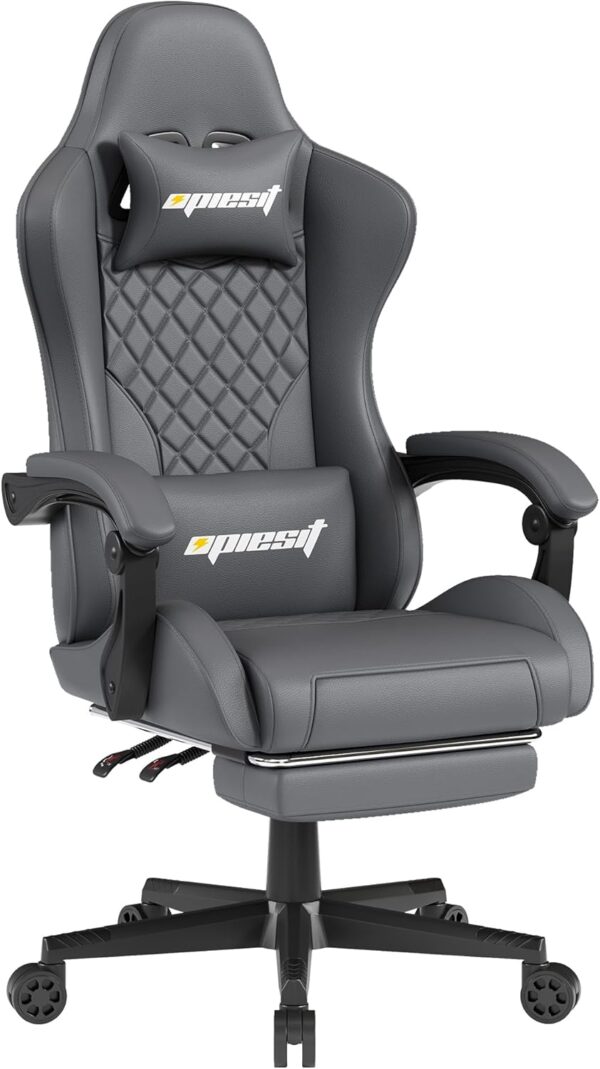 Gaming Chair - Ergonomic Office Chair with Lumbar Support & Pocket Spring Cushion,Heavy Duty 400lb Capacity, High-Back Computer Desk Chair for Home/Work Gray