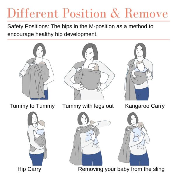 Ring Sling Baby Carrier, Soft Linen Cotton Baby Sling Carrier Newborn to Toddler, Baby Wrap Carrier for Plus Size Parents, Perfect Shower Gift, Dark Blue - Image 6
