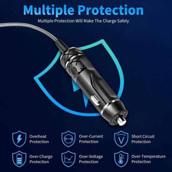 DC 12V/24V 2 Pin Lead Car Cooler Box Mini Fridge Charger Charging Cable for Igloo Wagan Juggernog Mobicool Cooler Auto Cigarette Lighter DC Extension Cord Power Cable Plug Wire Car Travel - Image 7