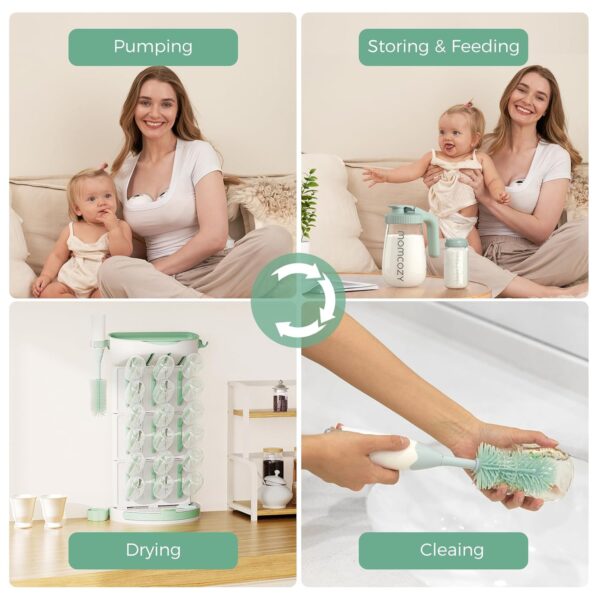 Momcozy DIY Larger Bottle Drying Rack for 18 Bottles, Space Saving Countertop Vertical Rack with Brushes Holder, Detachable Travel Bottle Rack for Baby Accessories & Pump Parts - Image 7