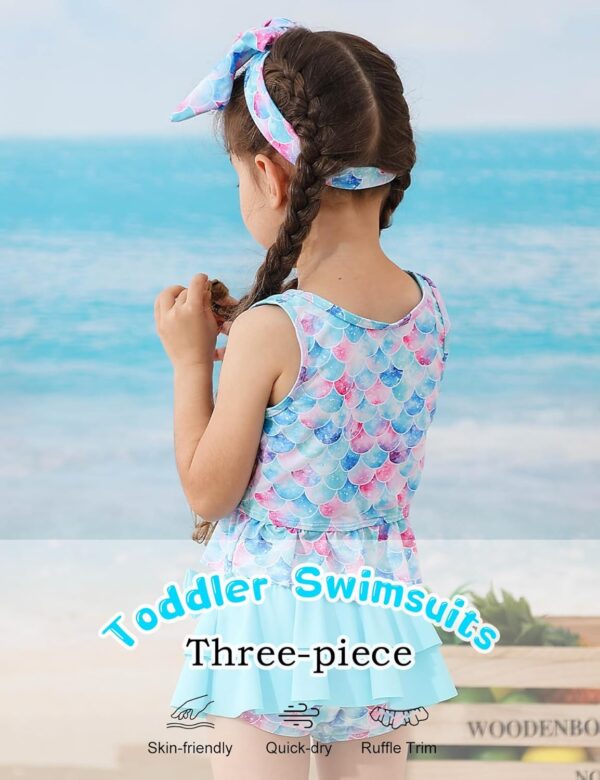 Ahegao 6M-3T Baby Girls Swimsuits for Toddlers Kids 3pcs Bathing Suits Bikini - Image 2