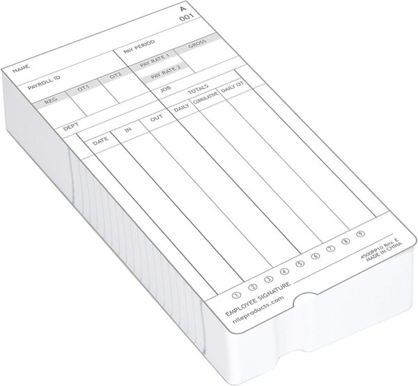 Nile Products - Authorized Time Cards for Nile Products 4500PP Compatible [ 4500PP10 ] Electronic Time Clock, Double Sided Time Sheets (3.37 x 7.37 Inches) - 100 Time Cards Per Package - Image 2