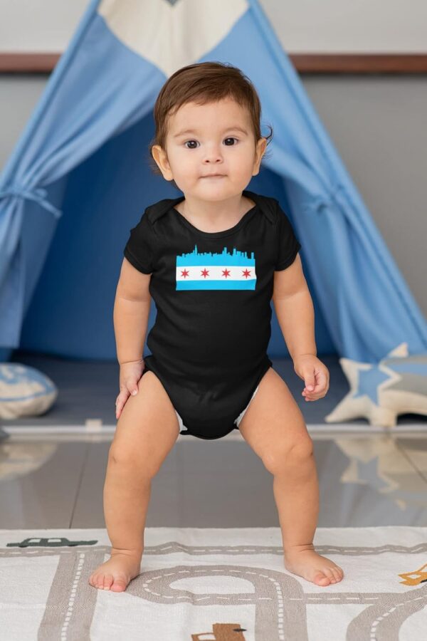 Pop Threads Chicago City Flag Skyline Retro Vintage Baby Toddler Kids Girl Boy T-Shirt - Image 7