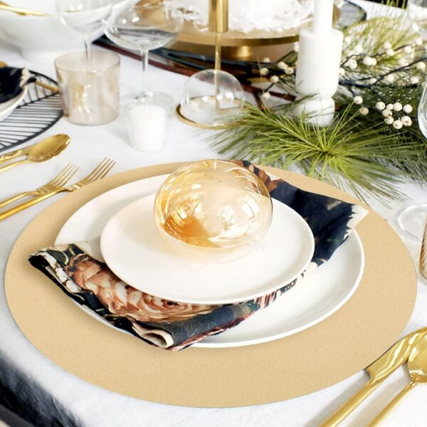 50 Pieces Kraft Paper Place Mats Brown Round Disposable Table Mats Decorative Placemats for Wedding Bridal Shower Black Birthday Party Dining Decor - Image 3
