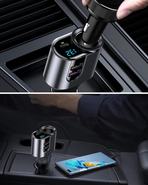 LIHAN USB C Car Charger, Cigarette Lighter Adapter,12V/24V Socket Splitter with 3 USB Ports, Type C PD Fast Car Charger Compatible for iPhone, Galaxy, iPad, GPS - Image 9