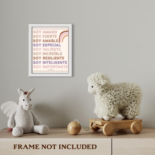LARKINROAD Spanish Classroom Decor Positive Affirmations Wall Art (11 x 14 Unframed) Playroom, Boho Wall Art Inspirational Positive Quotes Spanish Quotes Kids Bedroom, Nursery Decor - Image 6