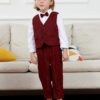 A&J DESIGN 4pcs Baby Boys Suit, 3 Months - 18 Months, Gentleman Romper & Vest & Berets Hat & Bow Tie - Image 2