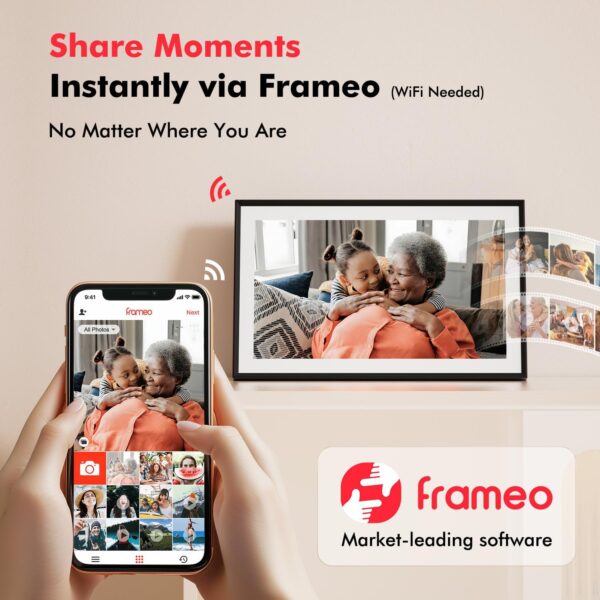Digital Picture Frame, 15.6 Inch Large Frameo Digital Photo Frame WiFi, 32GB, 1920 * 1080 IPS HD Touch Screen, Tabletop&Wall-Mounted, Share Picture Video, Birthday, Wedding, for Mom - Image 3