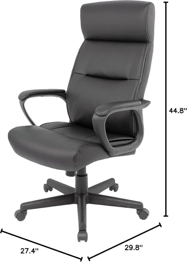 STAPLES Rutherford Ergonomic Manager & Executive Office Chair, High Back Swivel, Adjustable Height, Luxura Faux Leather, Black - Image 3