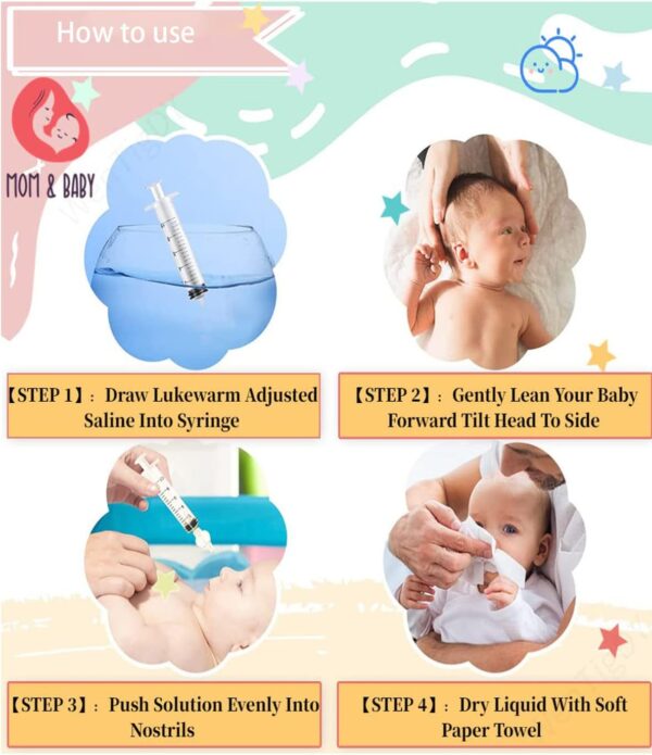 Nasal Irrigator for Baby,10ml Baby Nasal Syringe Irrigator Portable Infant Noses Cleaner Nasal Irrigation Nose Aspirator for Babys Nasal Wash Nasals Cleaner Babys Nose Rinse 2pcs (Pink) - Image 3