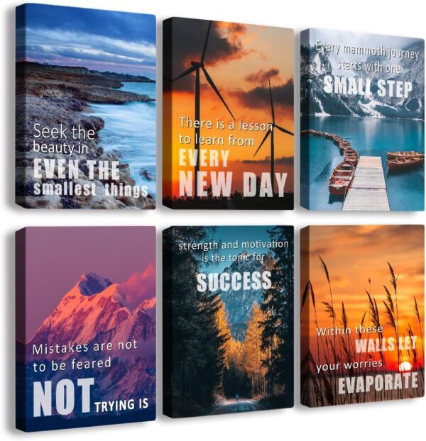 Inspirational Quotes Wall Art,Motivational Wall Art Decoration Painting, Suitable for Library, Office， Living Room,Home Deco,Tabletop/Hanging,| 6-pack(29 x 38 cm) framed 2