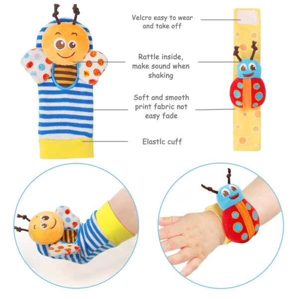 Bloobloomax Baby Rattles Toys for 0-12 Month, Infant Girl Boy Toys for Babies 3-6 Months, Newborn Hand & Foot Toys for 0 to 9 Months, Baby Shower Gifts Set with Wrist Rattle Socks - Image 6