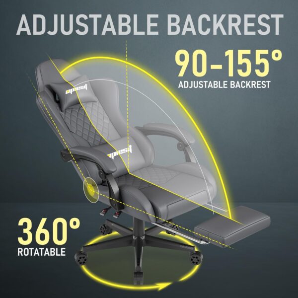 Gaming Chair - Ergonomic Office Chair with Lumbar Support & Pocket Spring Cushion,Heavy Duty 400lb Capacity, High-Back Computer Desk Chair for Home/Work Gray - Image 6