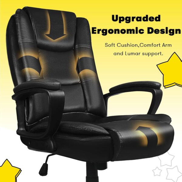 OFIKA Home Office Chair, 400LBS Big and Tall Computer Chair Heavy Duty Design, Ergonomic High Back Cushion Lumbar Back Support, Adjustable Executive Leather with Armrest - Image 6