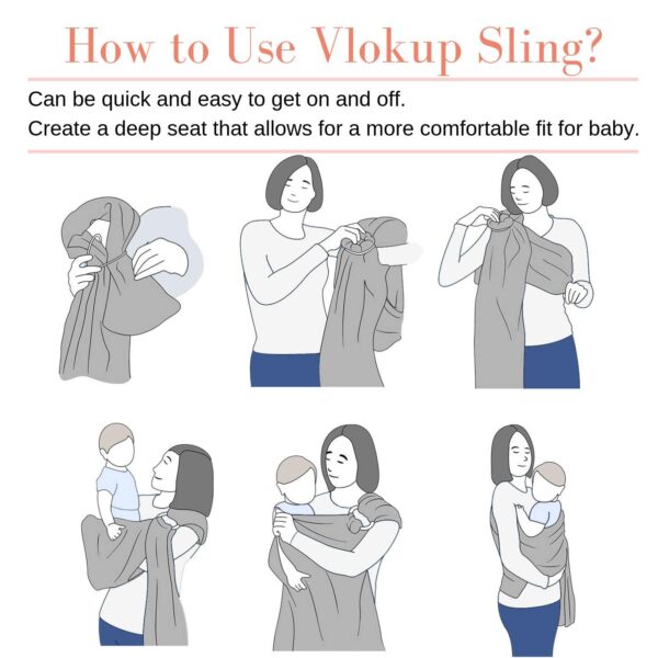 Ring Sling Baby Carrier, Soft Linen Cotton Baby Sling Carrier Newborn to Toddler, Baby Wrap Carrier for Plus Size Parents, Perfect Shower Gift, Dark Blue - Image 7