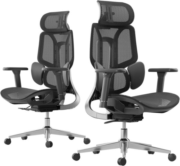 Hbada E3 Air Ergonomic Office Chair, Big and Tall Office Chair - with 3-Zone Dynamic Lumbar Support, 3D Adjustable Headrest, 3D Adjustable Armrests, Swivel, Black(No Footrest) - Image 3