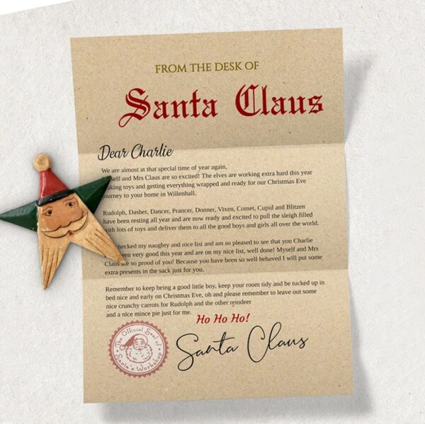 Personalized Vintage Baby's First Christmas Letter & Nice List Certificate from Santa Father Christmas - Ivory Card & Kraft Envelope - Unique Baby Christmas Gift Idea - Image 6