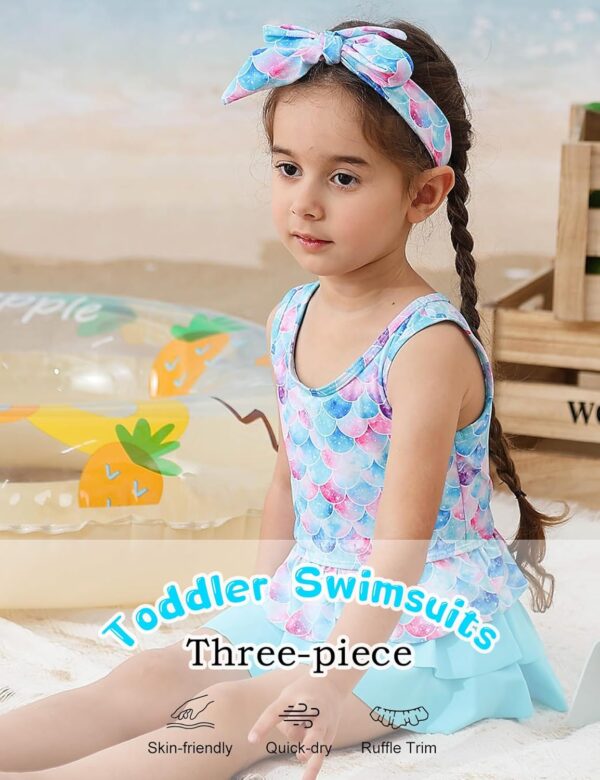 Ahegao 6M-3T Baby Girls Swimsuits for Toddlers Kids 3pcs Bathing Suits Bikini - Image 3