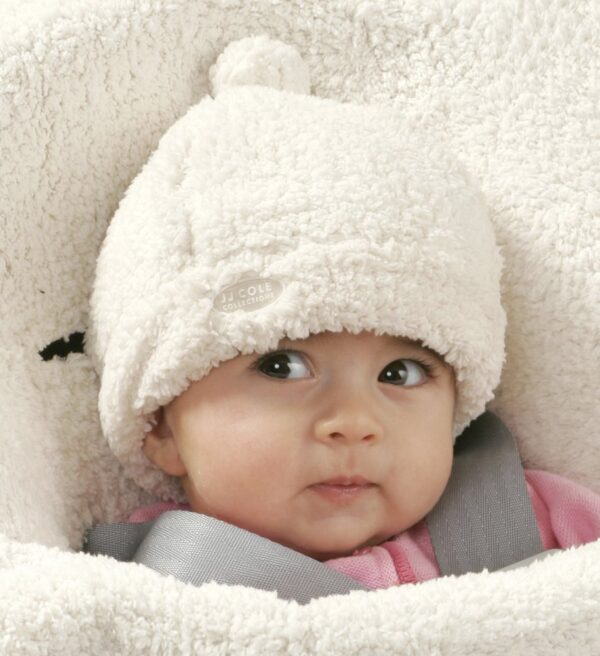 JJ Cole Baby Winter Hat, Mitten, and Booties Set – Winter Baby Essentials – 0 to 6 Months - White sherpa - Image 3