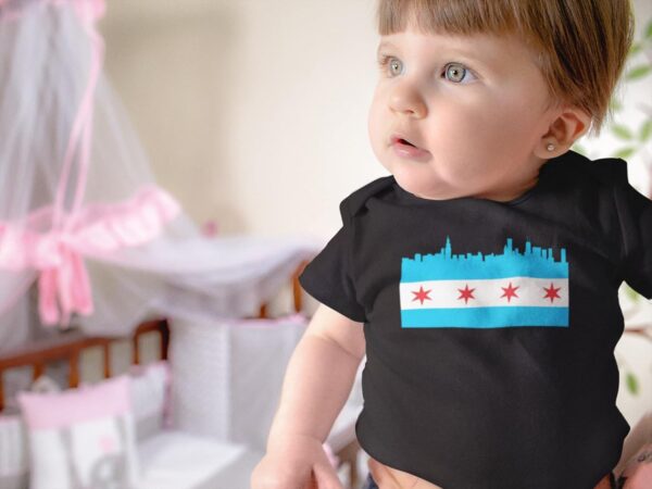 Pop Threads Chicago City Flag Skyline Retro Vintage Baby Toddler Kids Girl Boy T-Shirt - Image 4