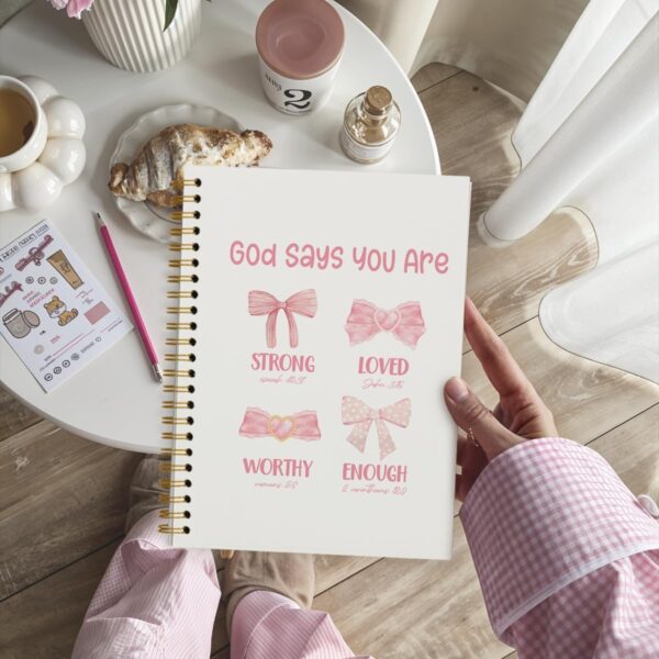 Pink Bow Coquette Journal Gifts, Christian Notebook for Women, Preppy Bible Study Supplies, Notebook for Bible Notes, Bible Journal Notebooks for Note Taking 5.5x8.3 Inch - Image 2