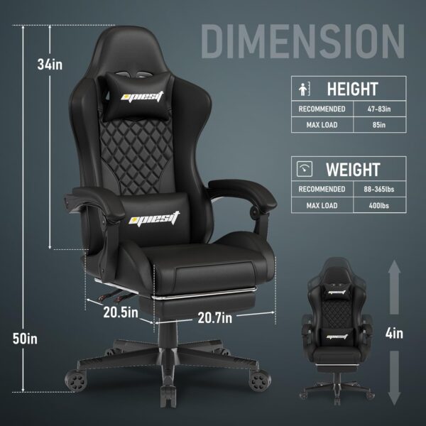 Ergonomic Gaming Chair - Heavy Duty 400lb Capacity Computer Chairs Office Chair for Adults,High-Back Design & Pocket Spring Cushion for Long Hours Sitting - Home & Computer Desk Chair Black - Image 3