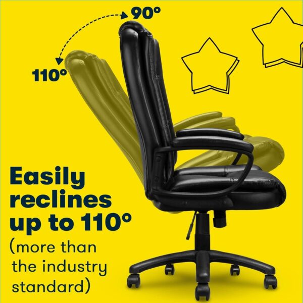 OFIKA Home Office Chair, 400LBS Big and Tall Computer Chair Heavy Duty Design, Ergonomic High Back Cushion Lumbar Back Support, Adjustable Executive Leather with Armrest - Image 4